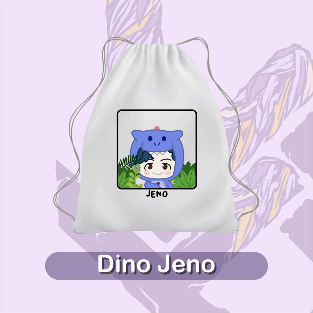 Tas Serut Korea Perempuan Motif Dino Jeno / Tas Lucu Remaja Kekinian