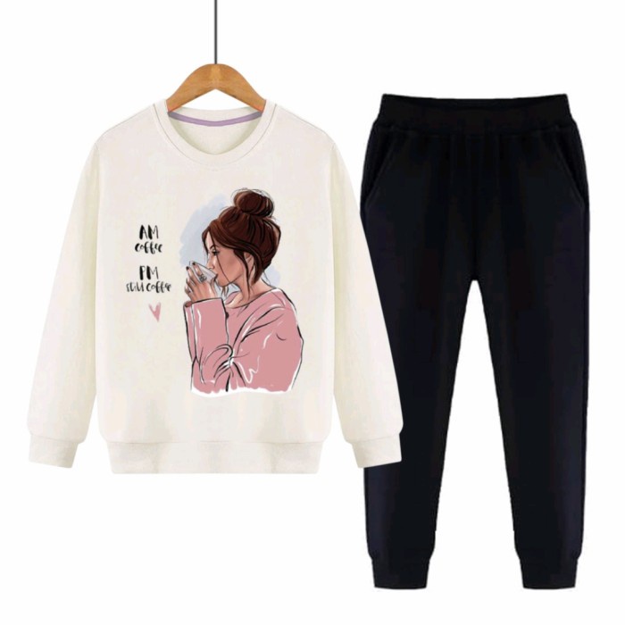 setelan sweater anak remaja perempuan celana jogger panjang set girl