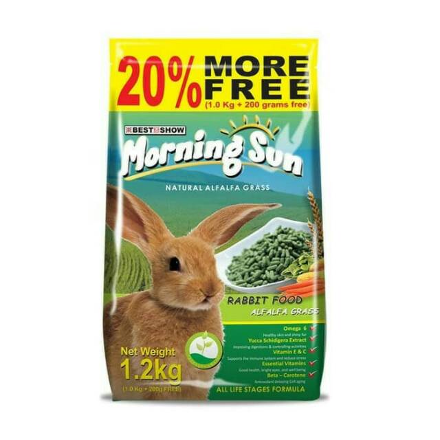 Makanan Kelinci MORNING SUN WITH ALFALFA GRASS 1.2KG Pelet Kelinci 1,2 kg