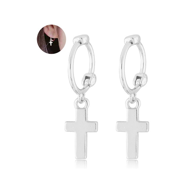 LRC Anting Tusuk Fashion Concise Cross Stud Earrings A59064