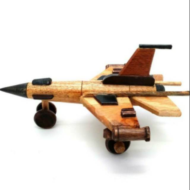 TERMURAH! MINIATUR PESAWAT TEMPUR F16 KAYU UKURAN S MINI 16 x 14 x 9 cm - DEKORASI RUMAH SOUVENIR