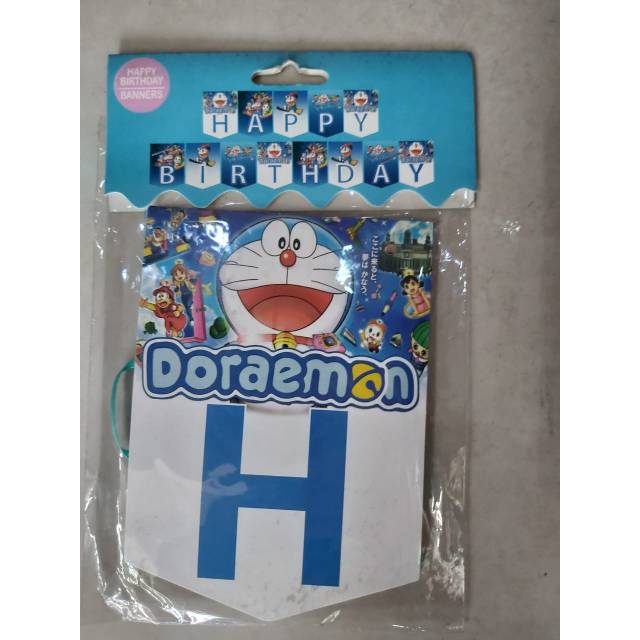 BANNER FLAG HAPPY BIRTHDAY KARAKTER DORAEMON