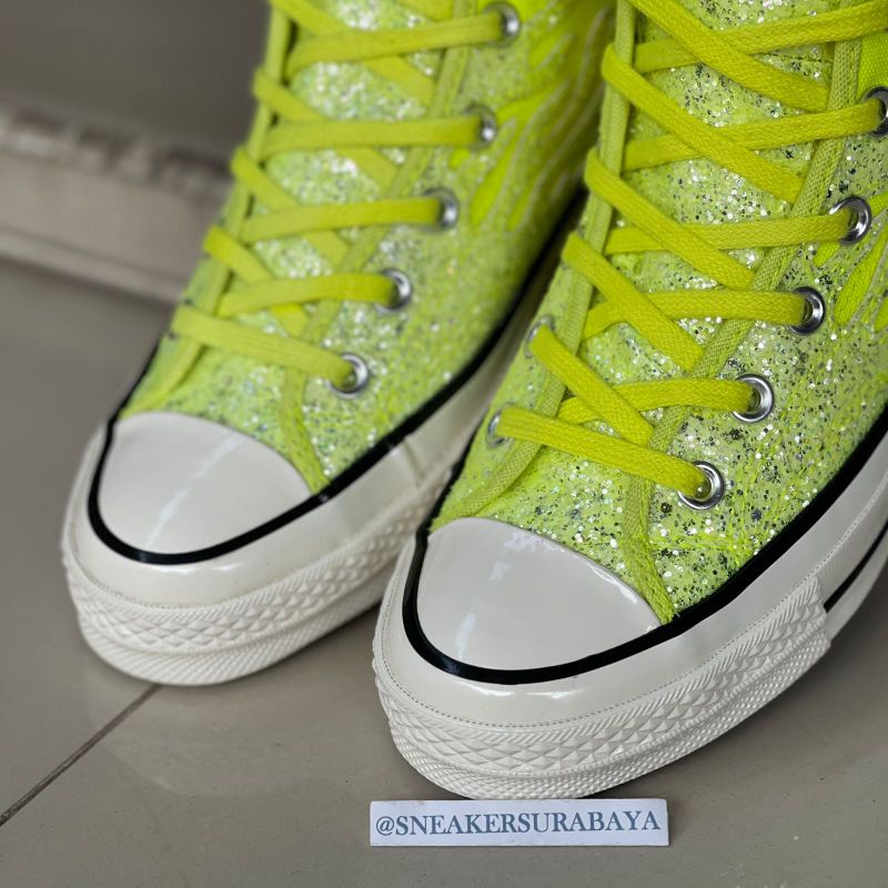 Converse Chuck Taylor 1970s Hi Glitter Shine Lemon Venom CT 70 CT 70s