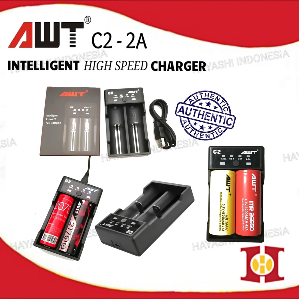 Charger Baterai AWT C2 Universal Battery Charger FAST CHARGING 2A