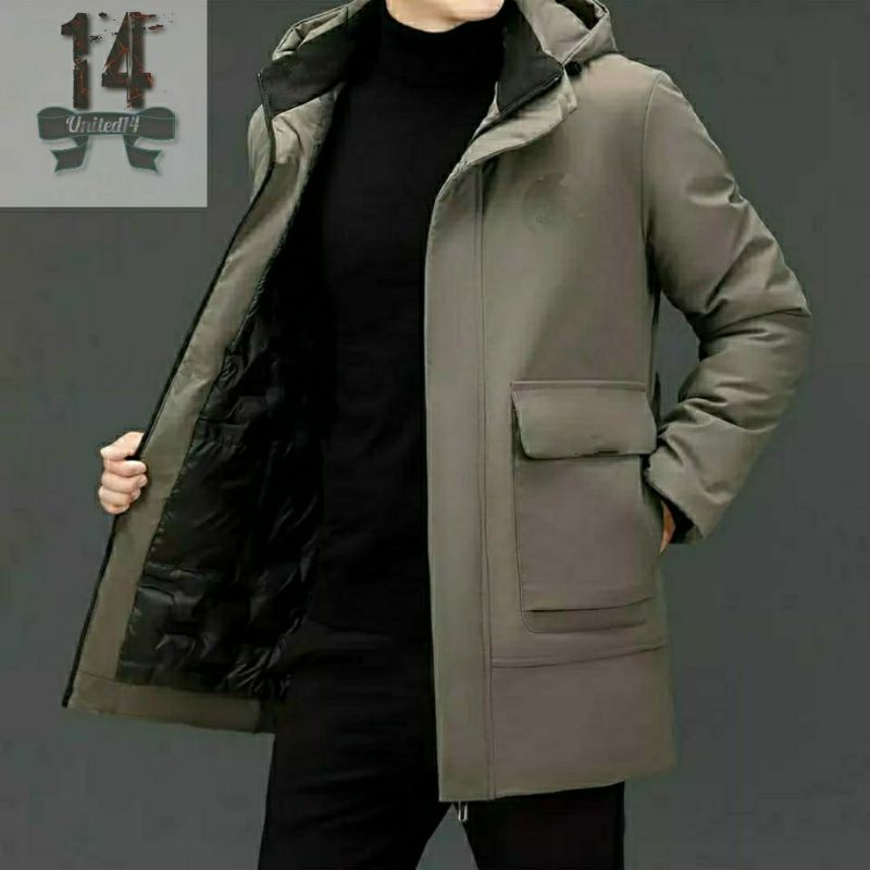 jaket long coat pria musim dingin waterproof Outdoor gaya eropa terbaru