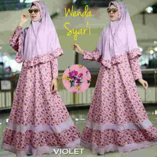 Wenda Syari Floral Bahan Bubble Pop / Fashion Muslim / Gamis Syari / COD