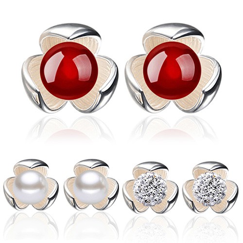 Perhiasan Anting Model Ear Stud Bola Berhias Mutiara Imitasi Bahan Perak Murni 925 untuk Pernikahan