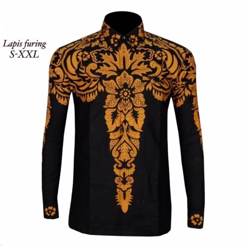 Kemeja Batik AHY Gold lapis Furing Size M L XL XXL