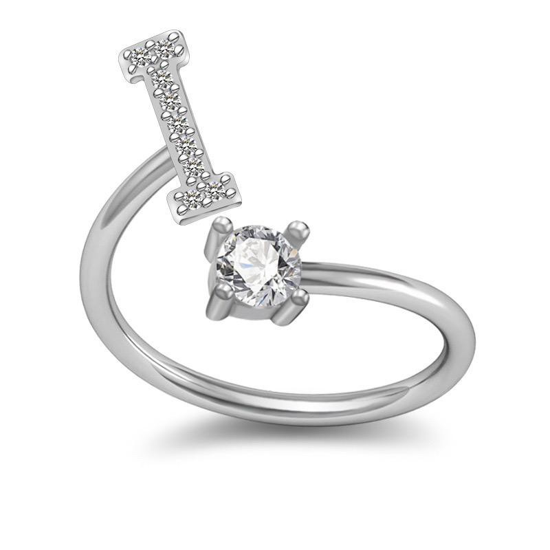 TJM Cincin Huruf A - O Wanita Fashion / Aksesoris Korea Emas Putih Silver / Perhiasan Cincin Wanita-CINCIN I