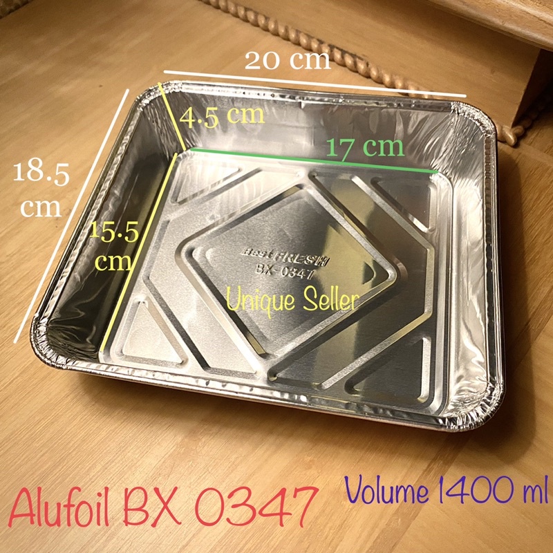 Aluminium Foil BX 0347 uk 20x18.5 cm / Alufoil Tray Kotak Besar 20x18,5 cm / Aluminium Foil Cup Kotak 20 x 18.5 cm