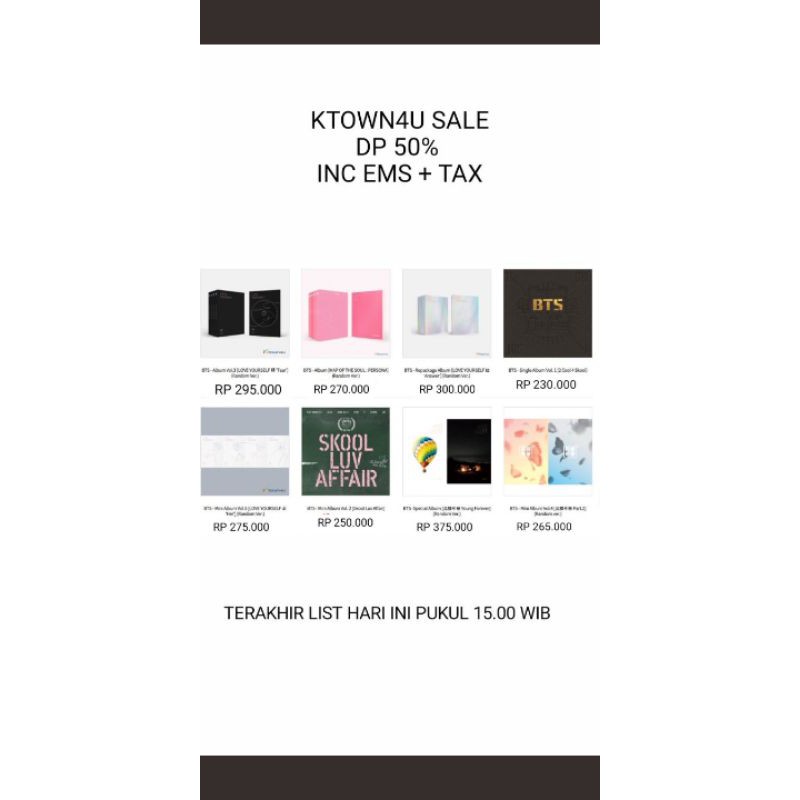 DP ALBUM BTS KTOWN4U SALE