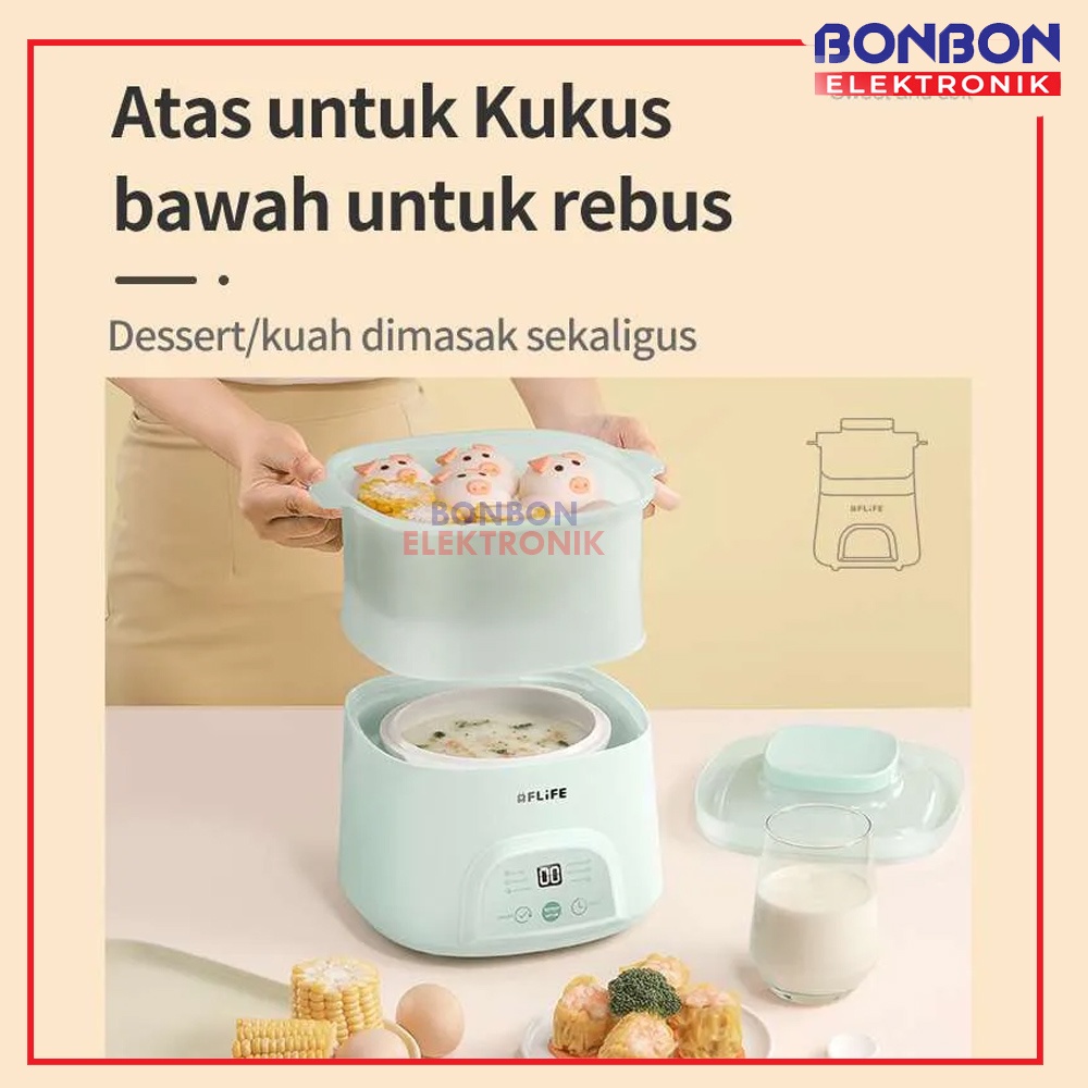 FLIFE Slow Cooker 1L FC-30NC01-G/P / Multifungsi Baby Food MPasi