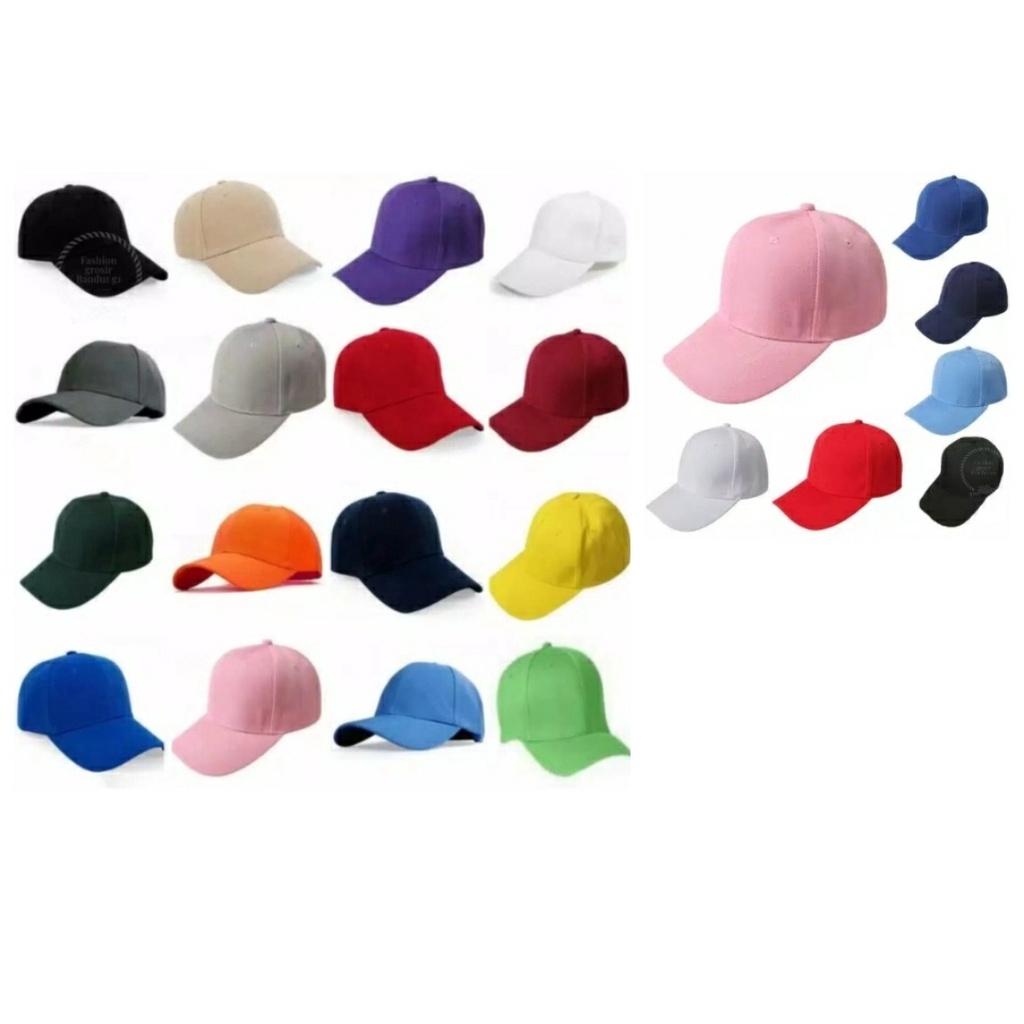 topi polos basebal hitam putih topi pria topi murah topi polos warna merah kuning hitam ungu biru hi