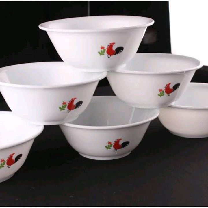 Mangkok Ayam Jago 1 Lusin // 12 Pcs Mangkuk Plastik Ayam Jago