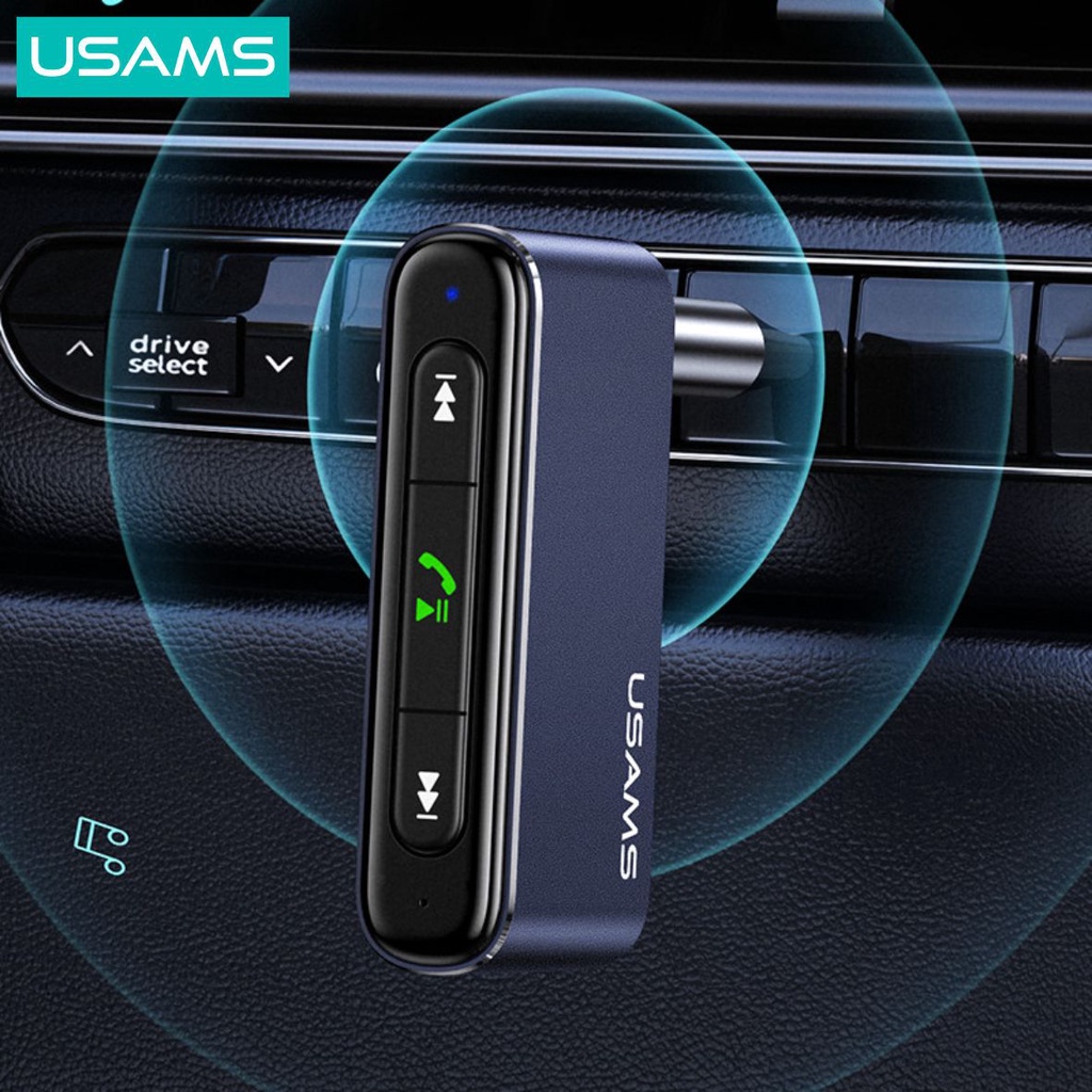 USAMS SJ519 Car Wireless Audio Receiver Mobil Bluetooth Aux 3.5mm