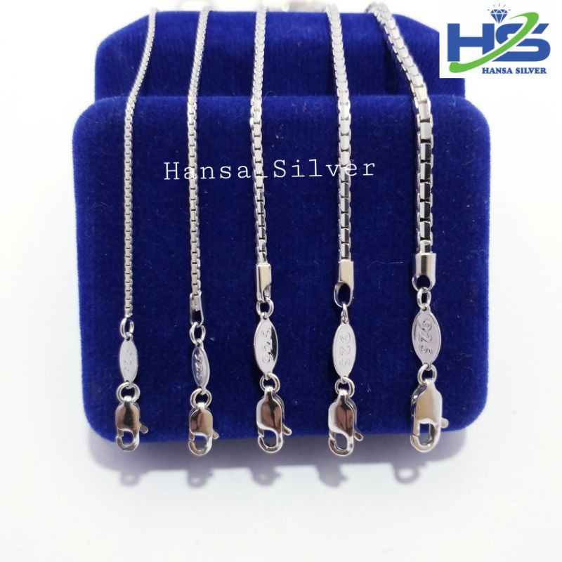 Kalung Perak Silver Asli 925 Lapis Emas Putih Kualitas Super Italy Santa - Kalung Perak Pria Wanita Anti Karat