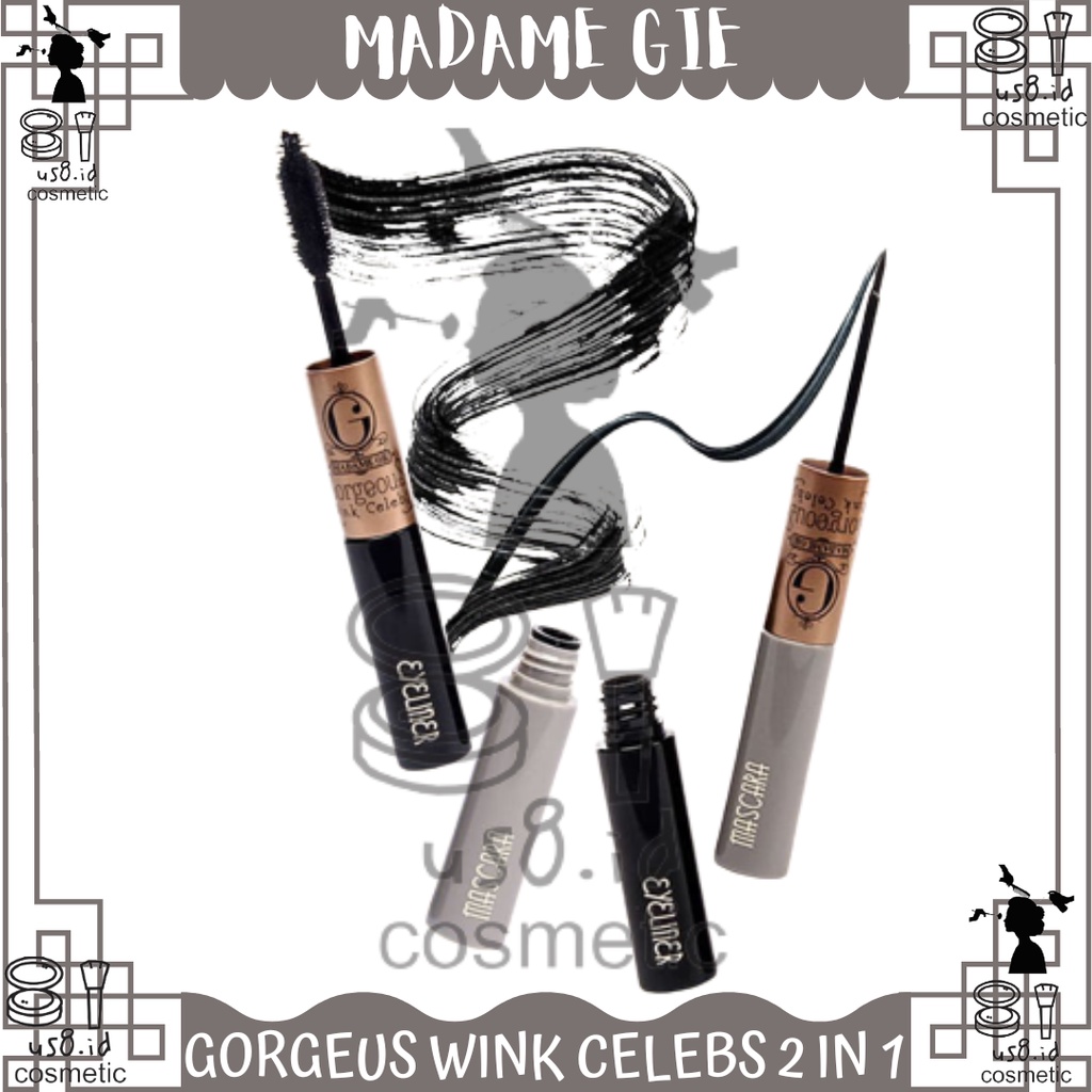 Madame Gie Gorgeus Wink Celebs Maskara Eyeliner 2 in 1 - Madam Gie MakeUp Waterproof