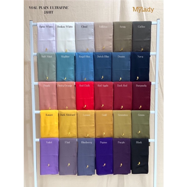 Part 1 Mylady Hijab Plain Voal Ultrafine by Myladyhijab dark mustard silver broken white optic white-8