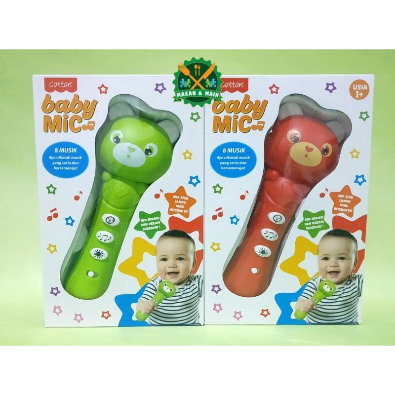 Mainan Musik Bayi Baby Mic Microphone Bayi Edu Toy Bentuk Hewan Panda Merah Hijau SNI 27-017