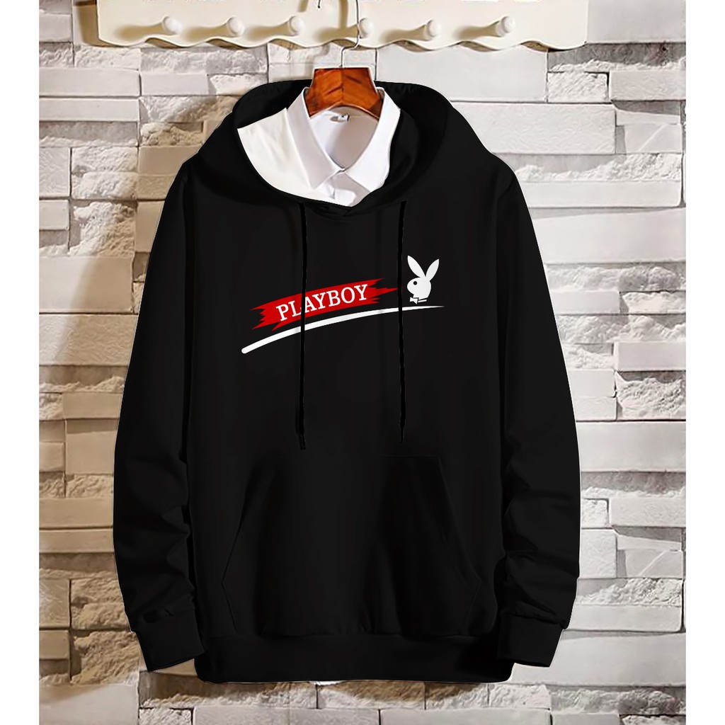 Hoodie Pria / Hodie Pria  / Jaket Pria / Sweater Hoodie Playboy Bahan Fleece UK L-XL