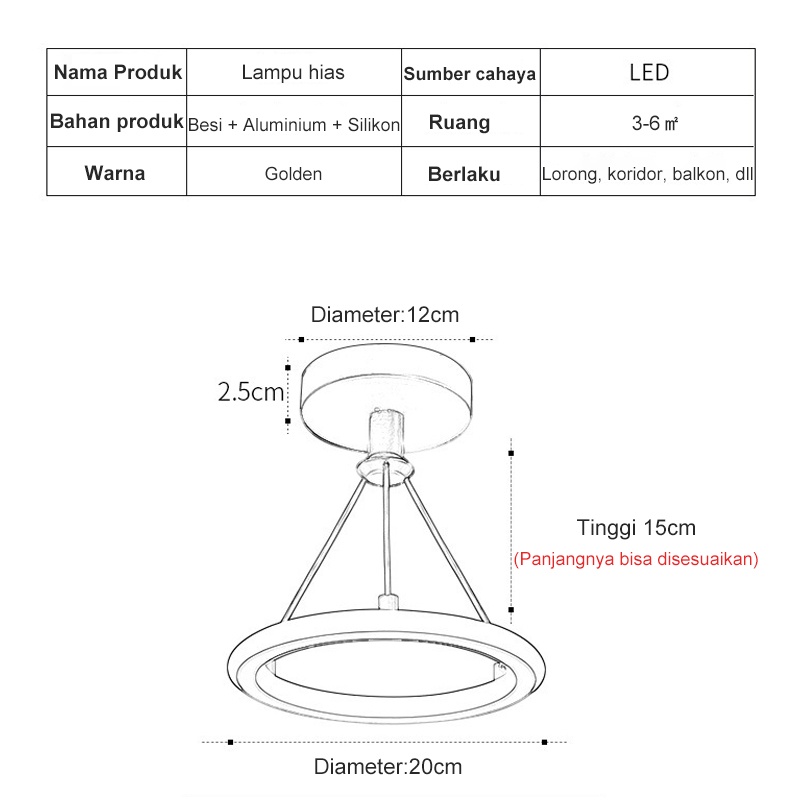 Golden LED Lampu Plafon 3 Warna Lampu Gantung Lampu Plafon LED Lampu Hias Rumah Ruang Tamu Kamar Minimalis Tempat Lampu Plafon LED Ceiling Light