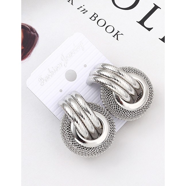 LRC Anting Tusuk Fashion K Grid Textured Earrings Y61832