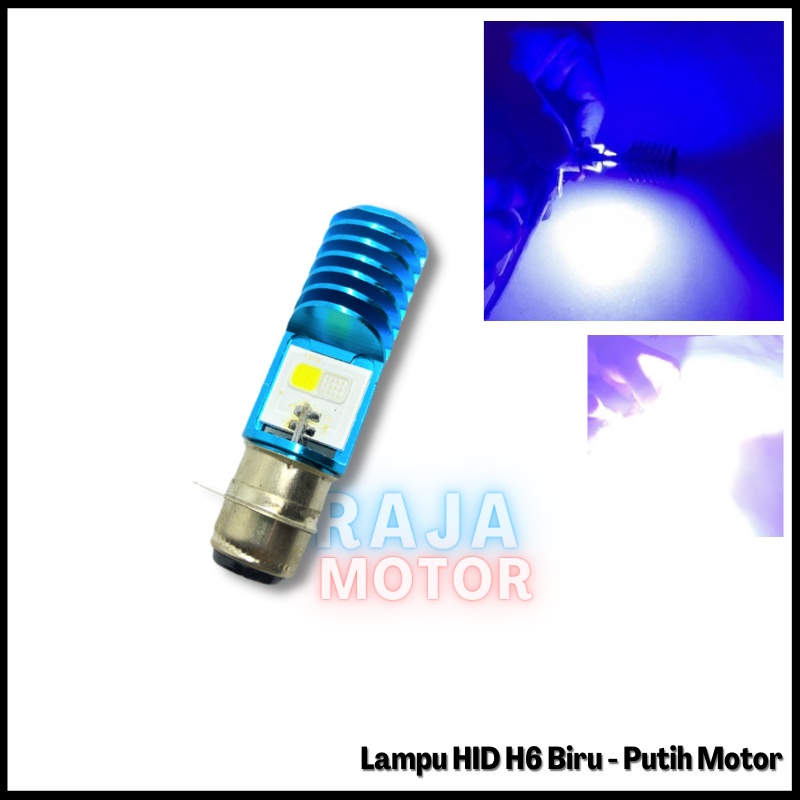 Lampu Utama Motor HID LED 2 warna Biru Putih H6 Universal