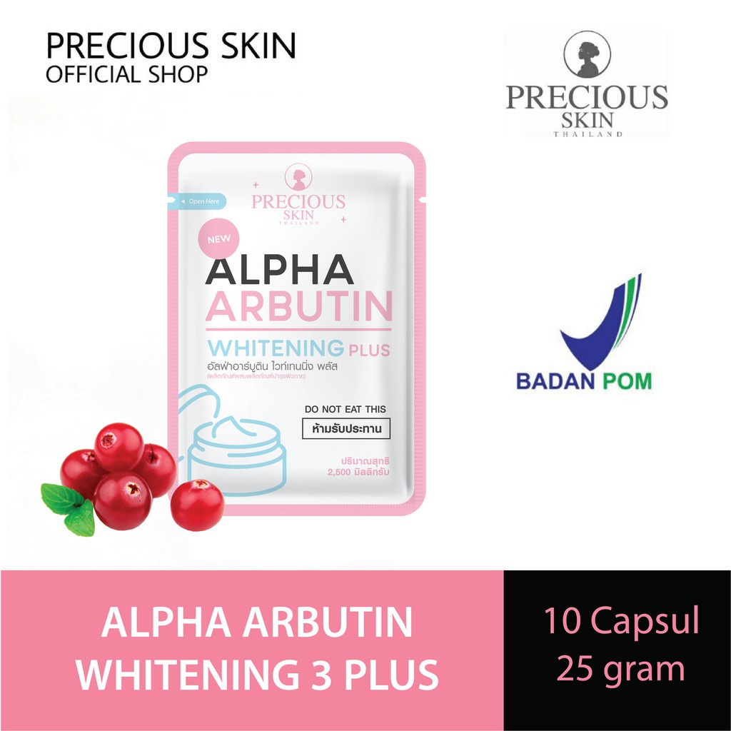Alpha Arbutin Whitening 3 Plus Powder Pemutih Badan Bubuk Lotion 2500mg Original BPOM