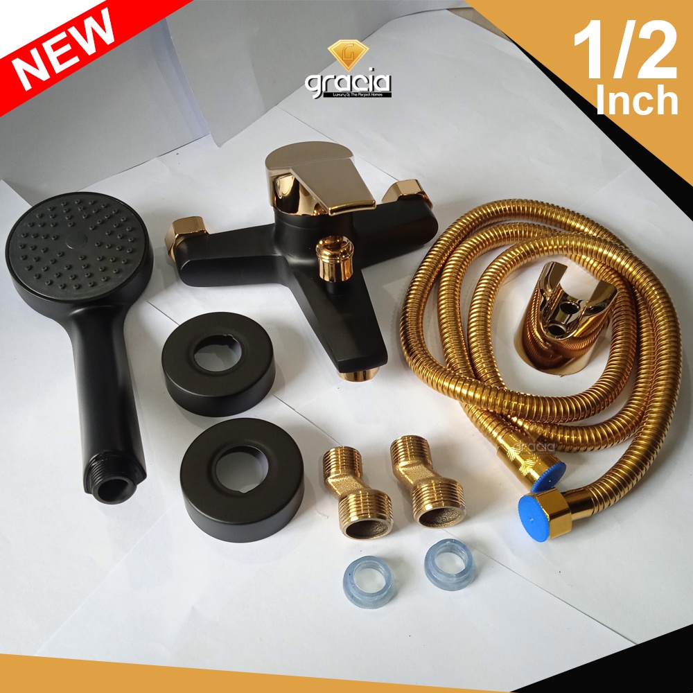 Kran Shower Panas dingin / Kran Bathub Black Gold Stainless Kran Shower Hot &amp; Cool / Keran Shower Bathub / Keran Air