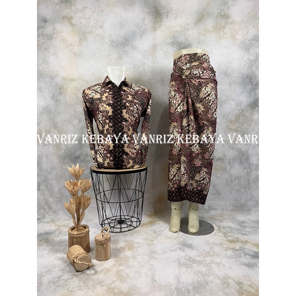 Vanriz Kebaya-Kemeja Batik Lengan Panjang Couple Rok Lilit