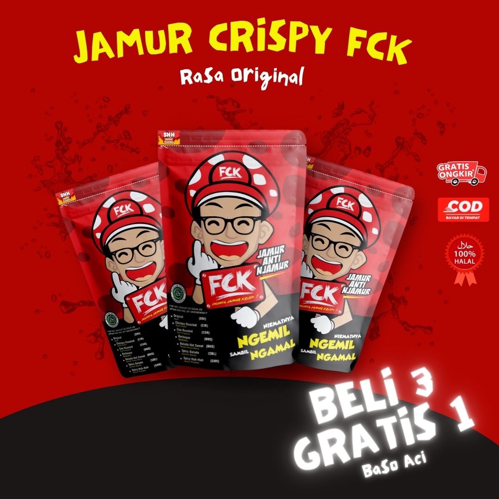 

Makanan Ringan Jamur Crispy FCK Rasa Original Keripik Pedas Keripik Jamur Tiram Jajanan Murah A3