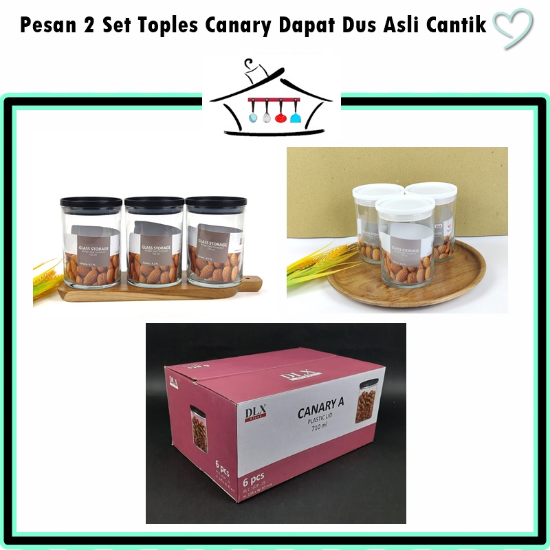 [Set 3pcs] Toples Kaca Canary A 710ml/B 880ml/C 1050ml