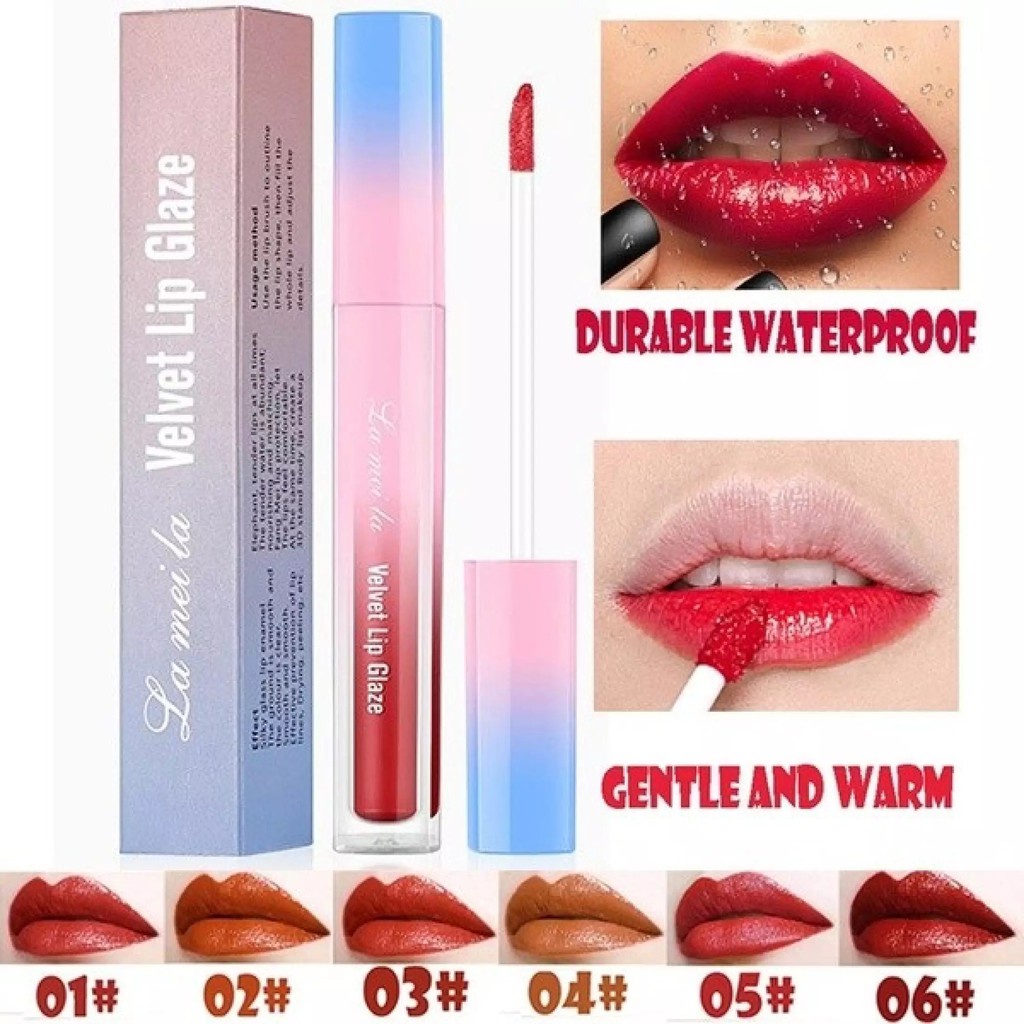 LAMEILA Velvet Lip Glaze LM-1011 / LM 1011 Lipcream Berkualitas Harga Terjangkau La mei la Blue Pink Lip Velvet Glaze Rumah Cantik 354