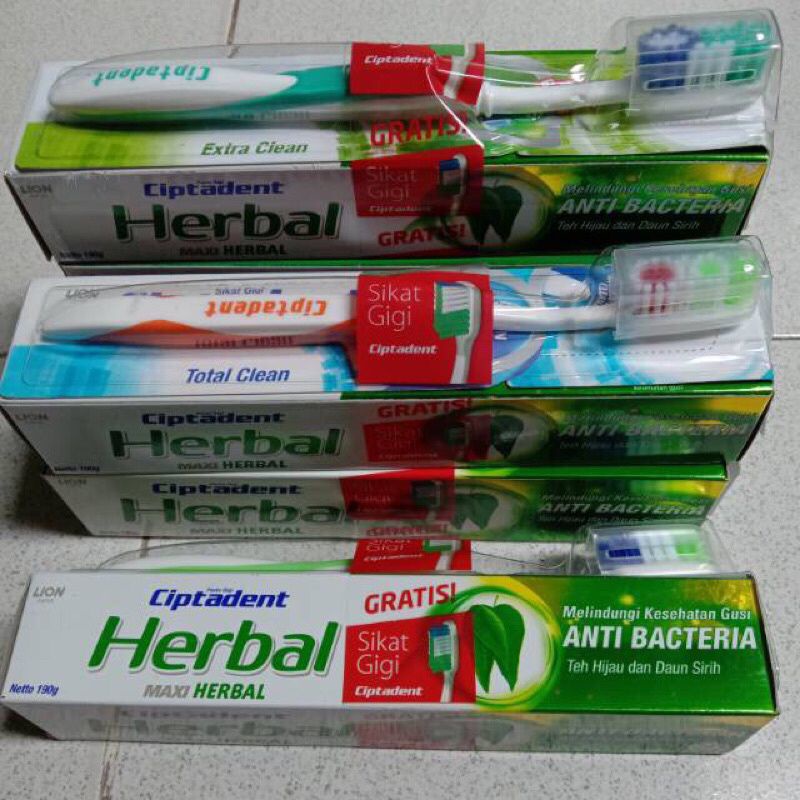 pasta gigi Ciptadent herbal 190gr free sikat gigi