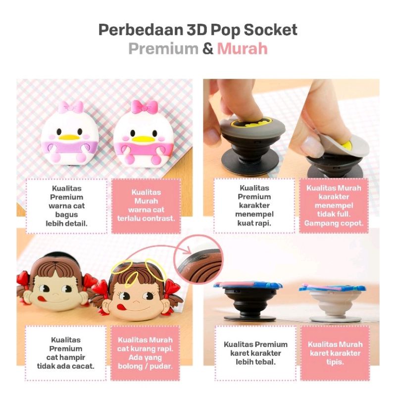 Pop Socket HP 3D Karakter Cartoon Pop Socket 3D  Aksesoris Grip HP