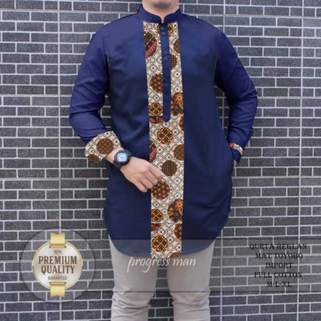 TOTOTAshop.Baju koko AMANA pria,Lengan panjang,bahan cotton premium kombinasi batik.