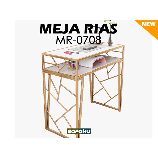 Meja Rias MR-0708 - Meja Rias Besi Gold Doff Laci Meja Hias Motif - Meja Rias Meja Nail Art Meja But