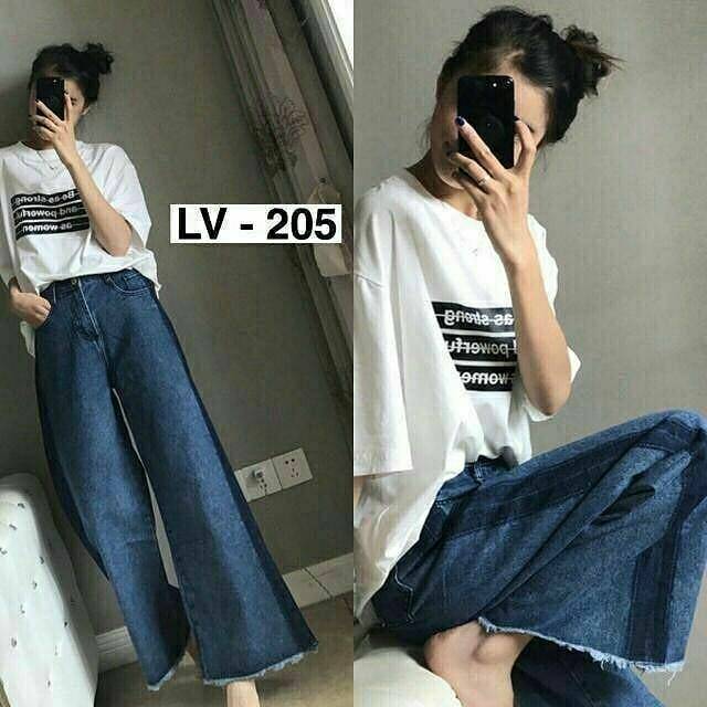 Celana Jeans Wanita Lv 205 Cutbray Fringe Rumbai Skinny Celana Jeans Wanita Lv 205 Cutbray Fringe Rumbai Skinny
