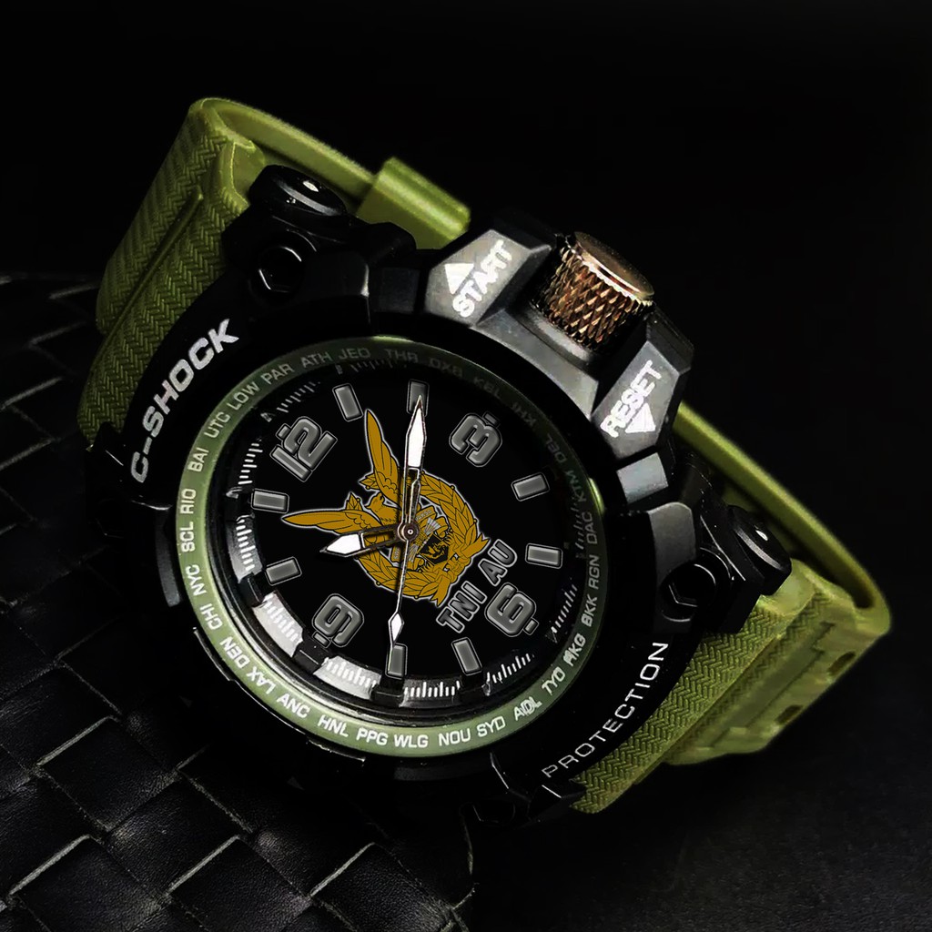 (EXCLUSIVE) JAM TANGAN TNI AU - &quot;ANGKATAN UDARA&quot; .  STRAP RUBER HIJAU ARMY