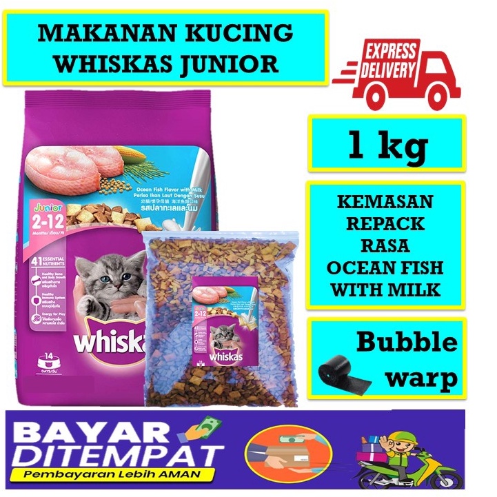 Whiskas Junior ocean fish 1 kg repack | Makanan Kucing Whiskas 1kg