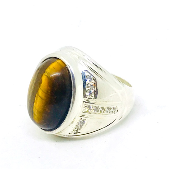 Cincin pria //cincin batu akik //cincin batu tiger eye //silver china