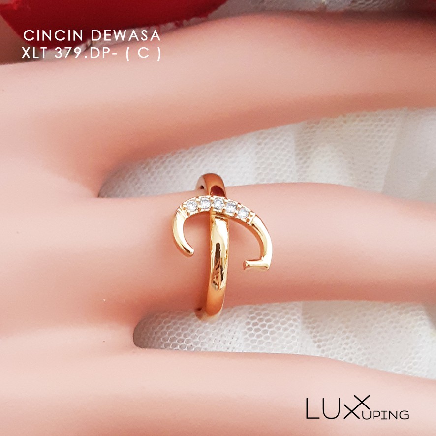 Cn 379dp C Cincin Dewasa Alfabet Inisial Huruf C Perhiasan Imitasi Wanita Luxx Xuping