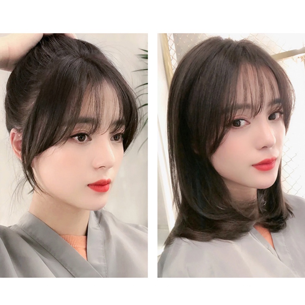 Wig Poni Udara 3D Gaya Perancis Untuk Wanita Sopak Princess Cut Poni Palsu Aksesoris Rambut