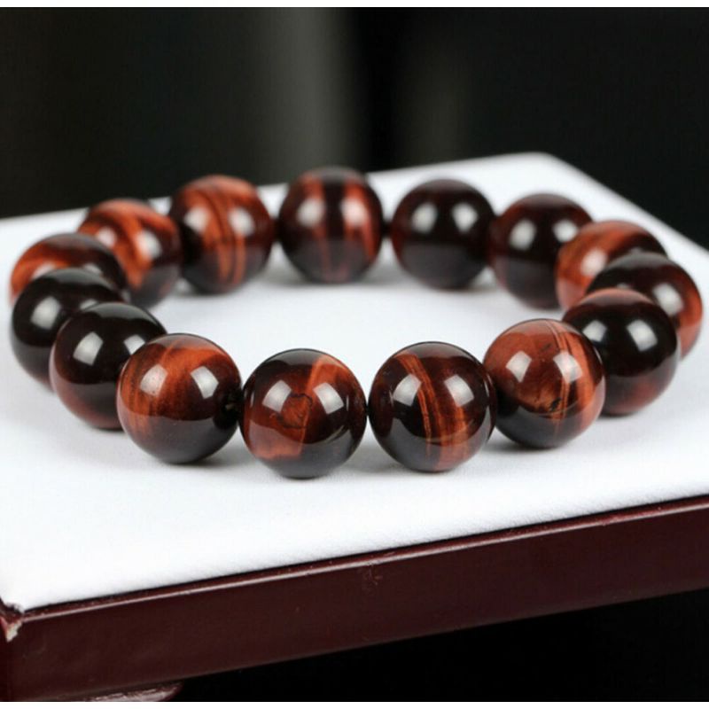 COD✅ Gelang Batu Pria Wanita Gelang Batu Alam Tiger Eye Original 10mm Merah