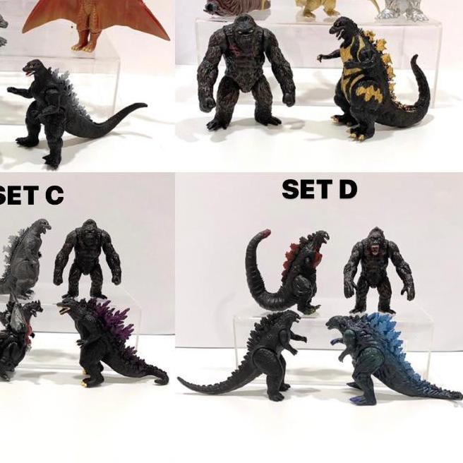 ℮ Godzila King Kong Set Pajangan Mainan Action Figure ™