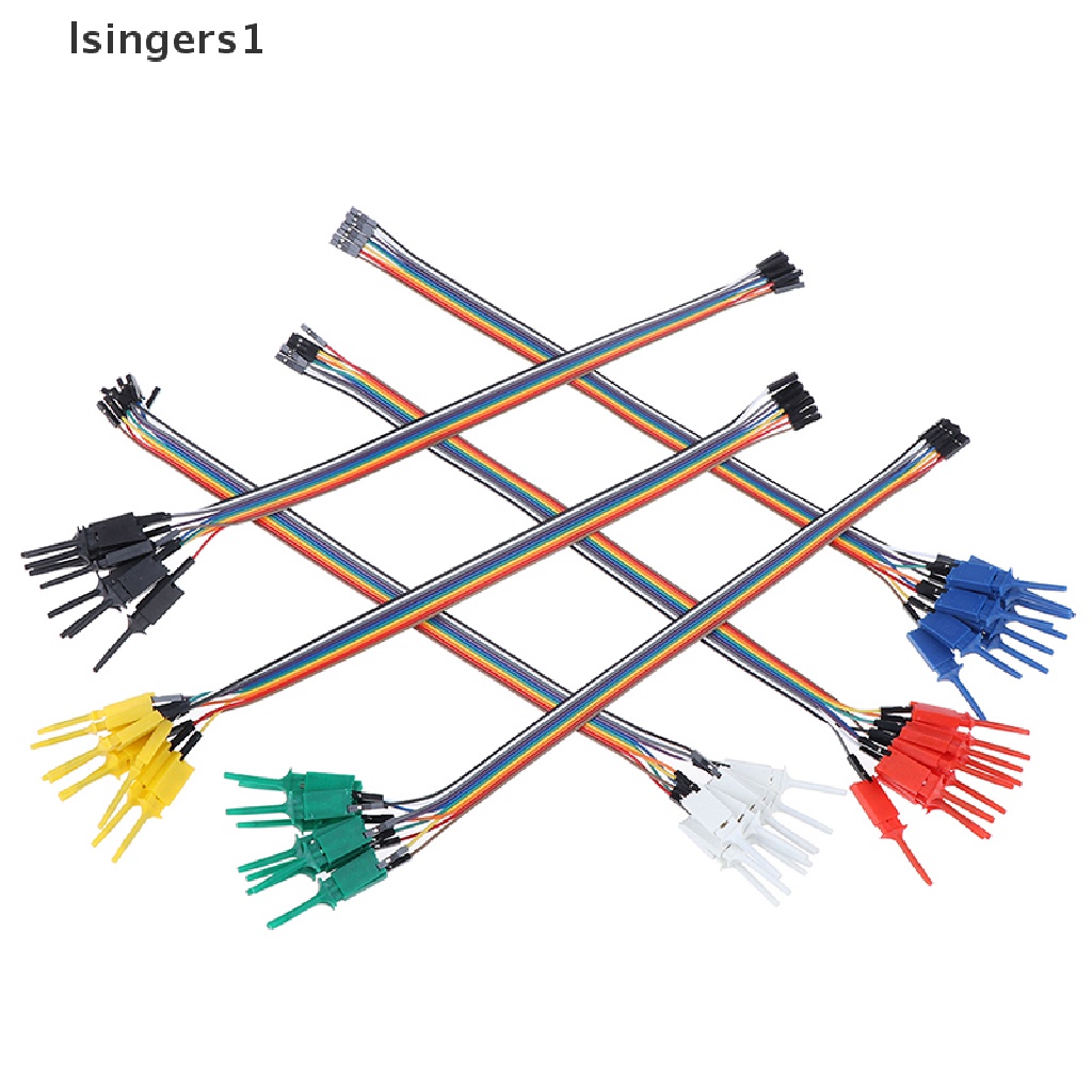 (lsingers1) 10pcs / Set Test Hook / Jepit Buaya 300mm Untuk Kabel Logic Analyzer