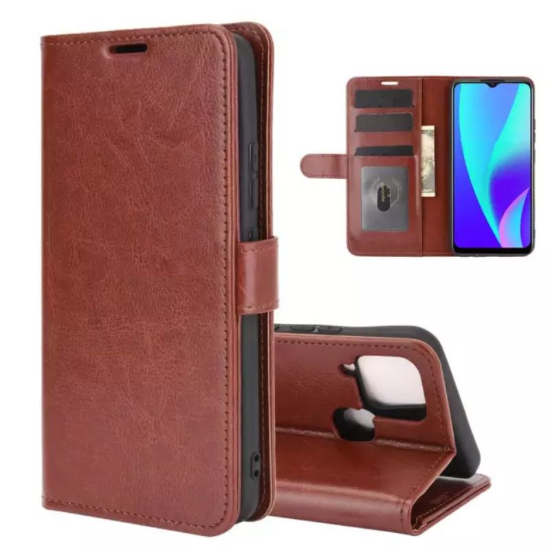 Dompet Hp Untuk Realme C15 - Leather Flip Case Realme C15