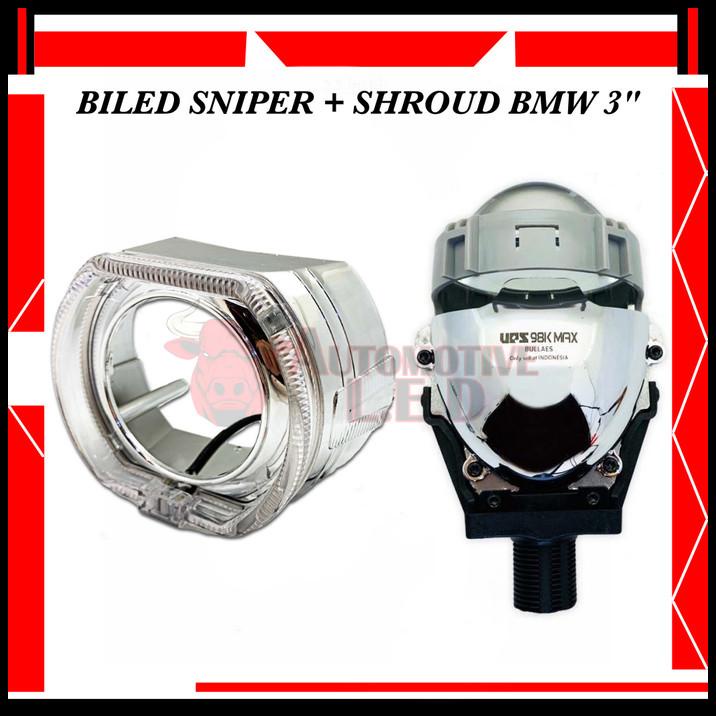 Lampu Projector Biled Sniper Max Ups Hella Plus Shroud Bmw 3 Inchi