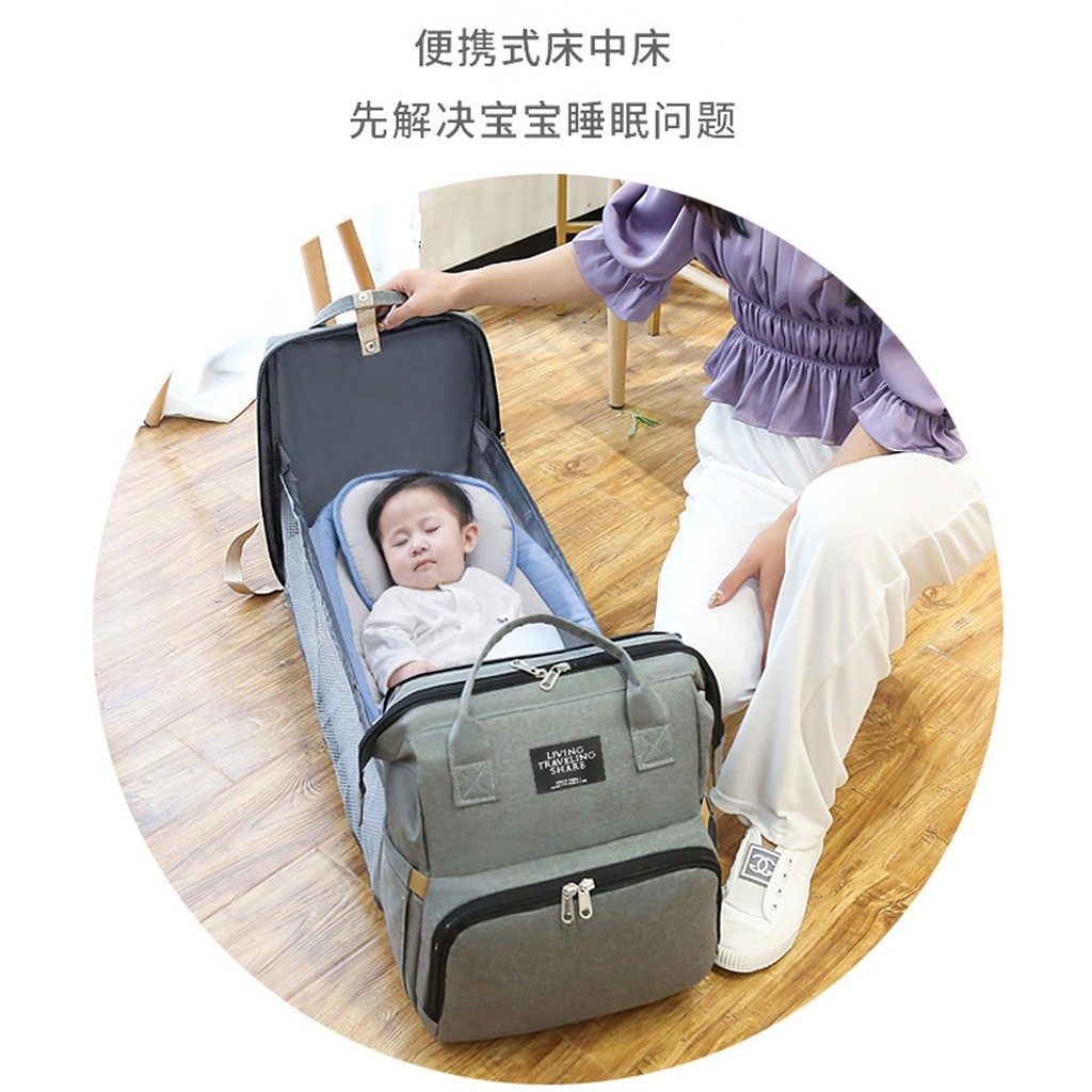 FYGALERYSURABAYA FYG1425 Tas Perlengkapan Bayi Multifungsi 2in1 Kasur Tidur Tas Ransel Diaper Bag