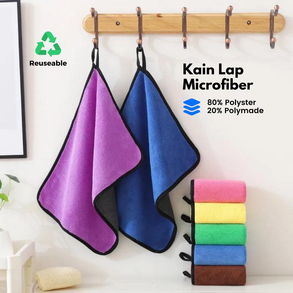 Lap Kanebo Monster 35x35  Serat Chamois Polos Lembaran Microfiber Kain Serbaguna Dapur Mobil Motor